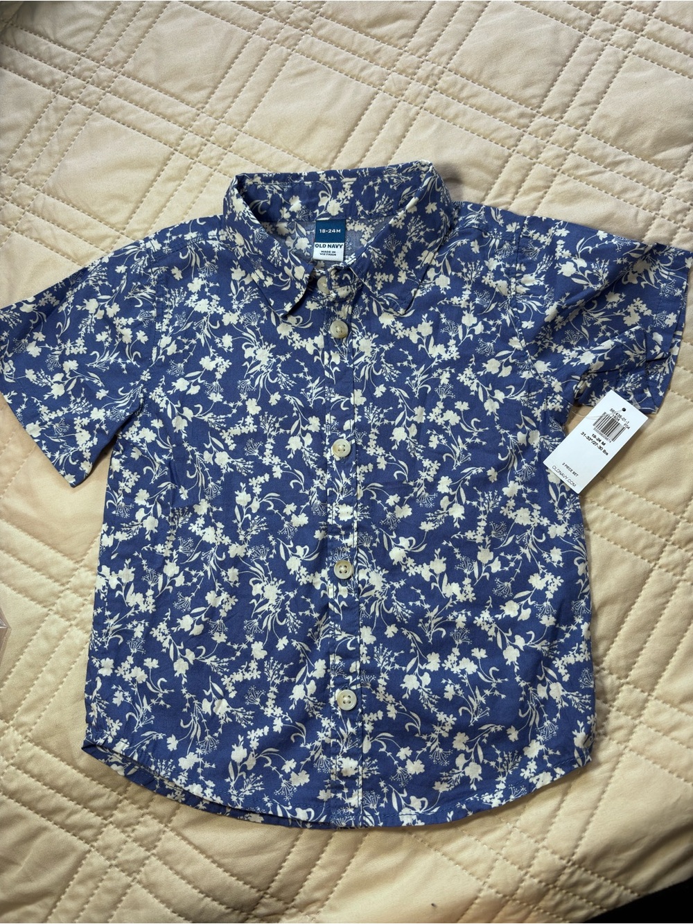 Old Navy 18-24M Blue Floral Button-Up Shirt